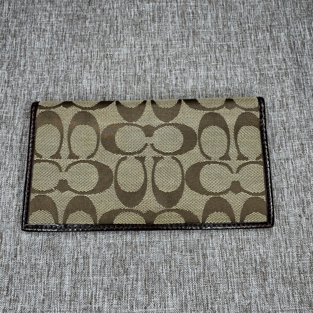 COACH Signature Monogram Bifold Wallet Cardholder Checkbook Wallet Preloved
